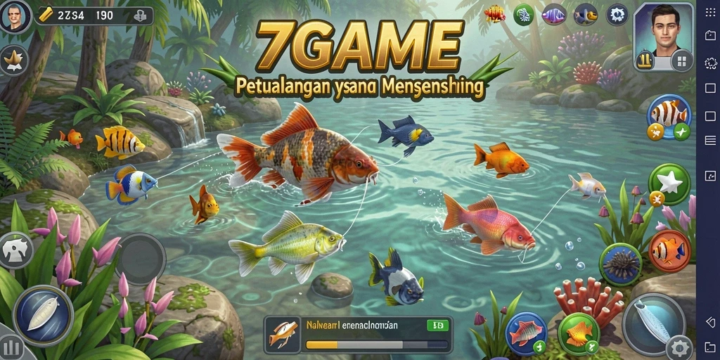 Tampilan gameplay 7GAME yang menampilkan keseruan memancing.