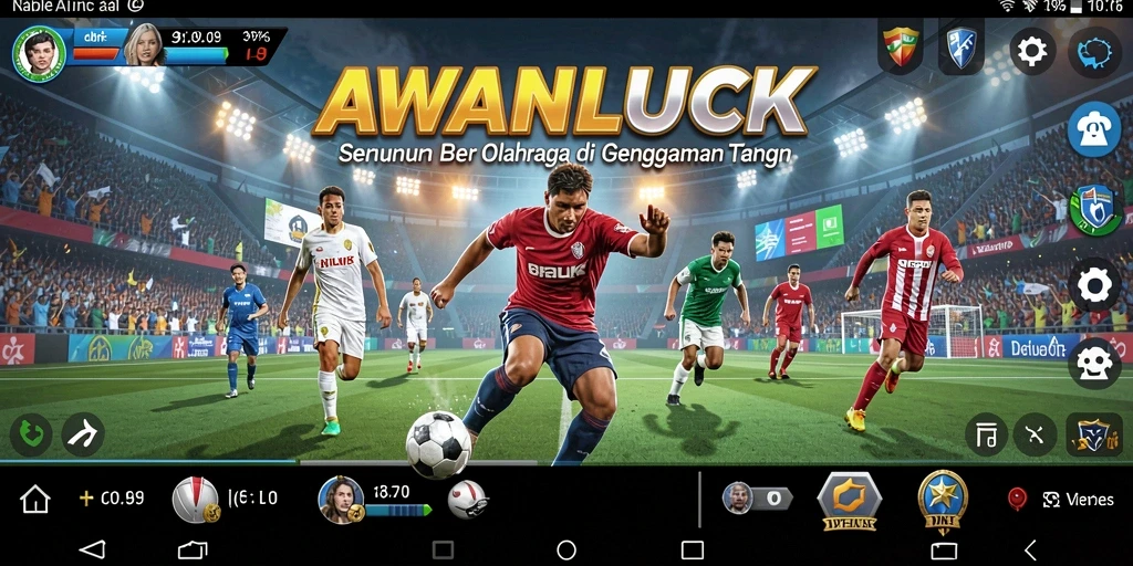 Tampilan aksi seru dalam game AWANLUCK yang menampilkan berbagai cabang olahraga.