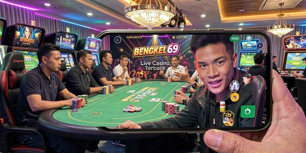Screenshot utama BENGKEL69 menampilkan dealer langsung yang ramah dan permainan yang menarik.