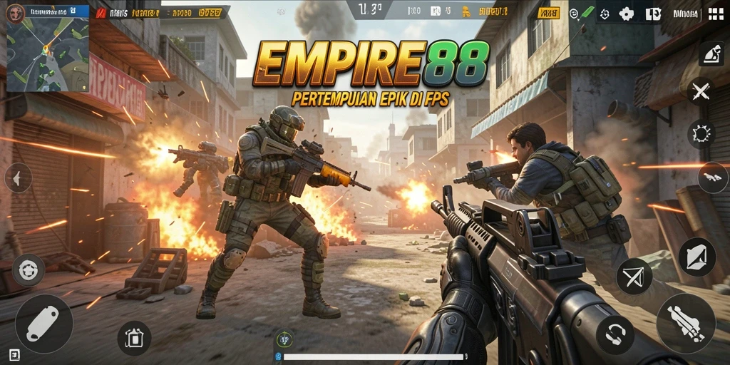 Screenshot gameplay EMPIRE88 saat intense battle di arena FPS.