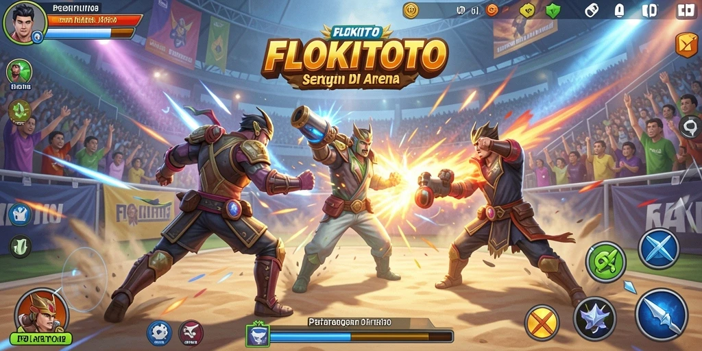 Gameplay seru dalam arena pertarungan FLOKITOTO.