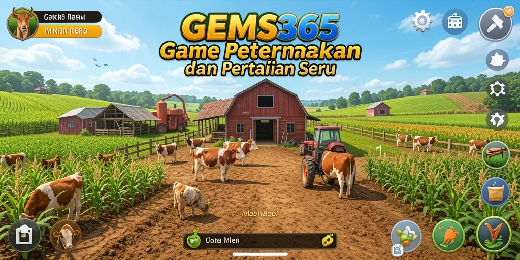 Tampilan gameplay yang menawan di GEMS365 dengan aktivitas pertanian.