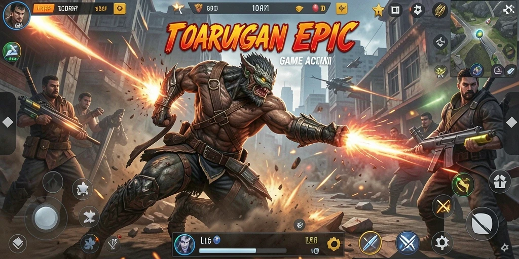Tampilan gameplay menegangkan dalam IDRRP dengan berbagai karakter aksi.