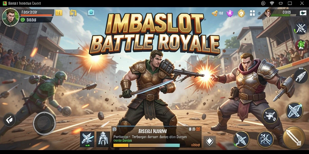 Tampilan dinamis gameplay IMBASLOT saat pertempuran intens.
