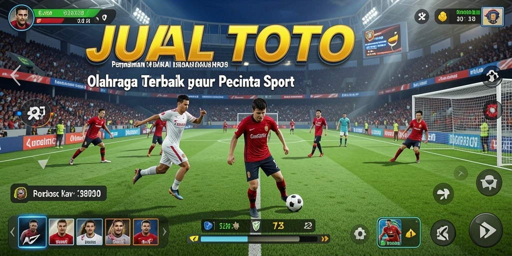 Screenshot utama JUALTOTO menampilkan aksi seru dalam pertandingan olahraga.