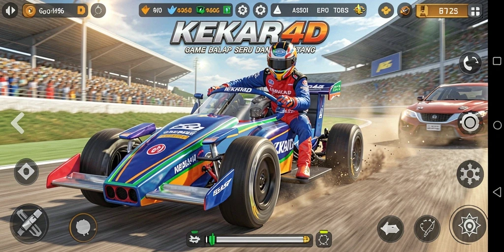 Tampilan gameplay <strong>KEKAR4D</strong> yang penuh aksi balapan.