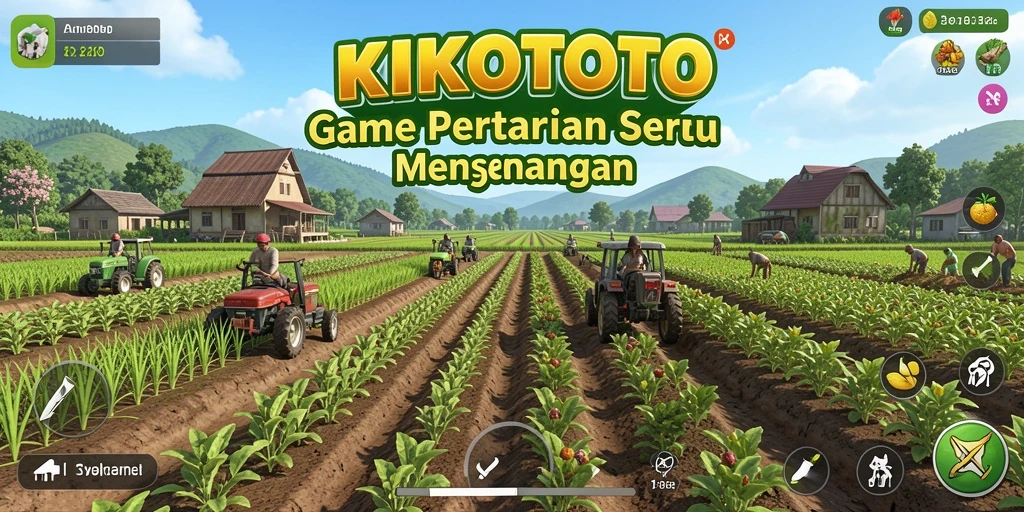 Tangkapan layar gameplay KIKOTOTO yang menunjukkan suasana ladang yang indah.