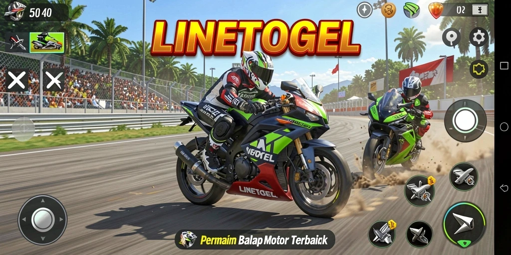 Tampilan gameplay balap motor yang menegangkan dan seru.