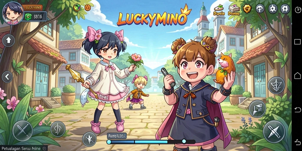 Tampilan menakjubkan dari karakter dan latar belakang gameplay Anime.