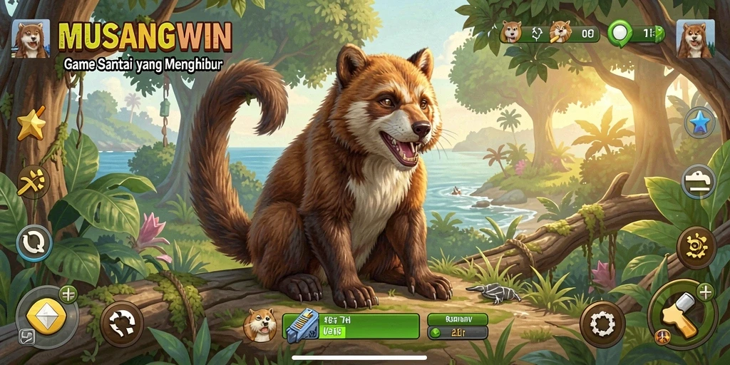 Tampilan gameplay seru dengan karakter menarik dalam MUSANGWIN.