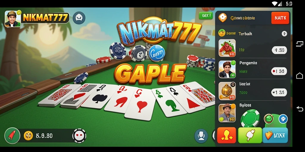 Screenshot NIKMAT777 menampilkan suasana permainan Gaple yang seru dan menyenangkan.