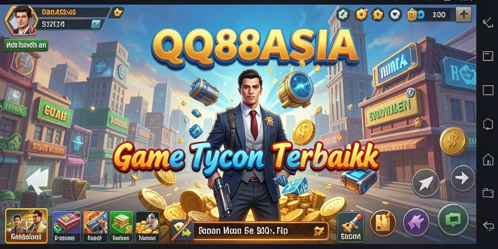 Screenshot gameplay QQ88ASIA menunjukkan dinamika manajemen bisnis yang seru.