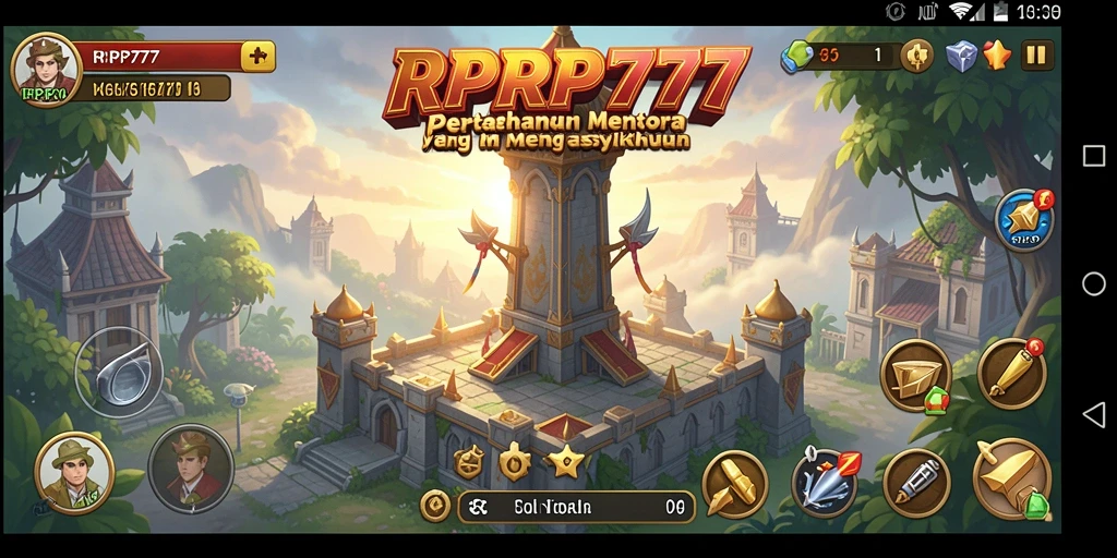Tampilan gameplay RPRP777 yang menarik dalam pertahanan menara.