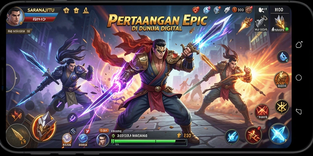 Screenshot gameplay SARANAJITU menunjukkan pertarungan mendebarkan dan grafis yang memukau.