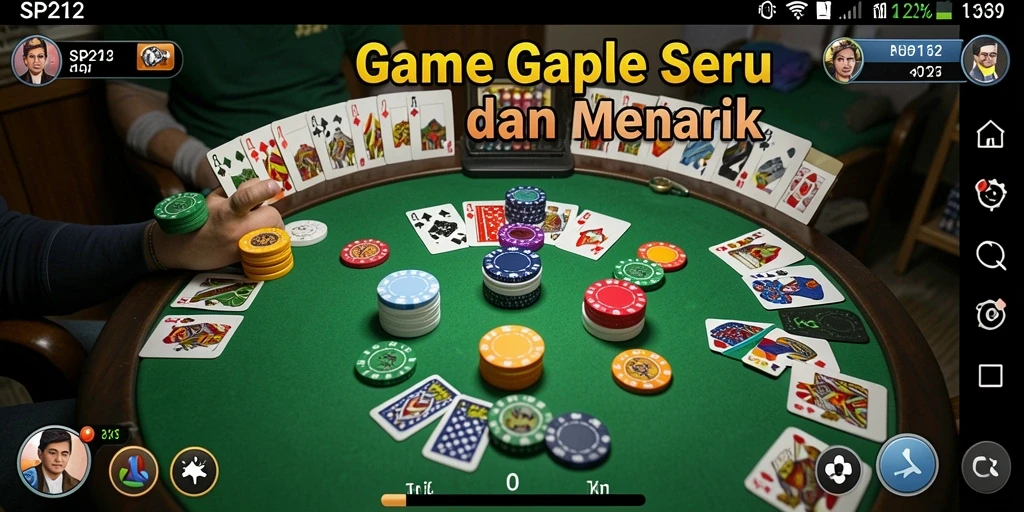 Screenshot gameplay SP212 menampilkan suasana seru permainan Gaple.