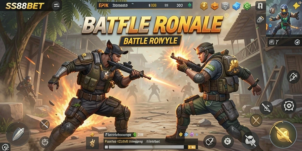 Tangkapan layar utama SS88BET menampilkan aksi seru gameplay Battle Royale.