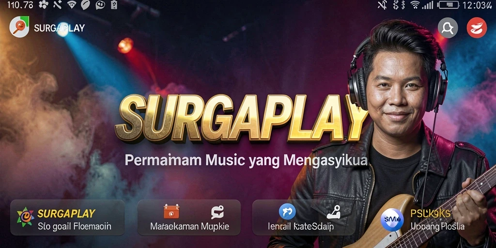 Tampilan gameplay SURGAPLAY dengan berbagai lagu dan tantangan seru.