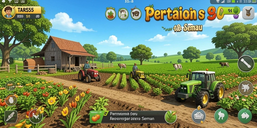 Screenshot TAR555 menunjukkan gameplay bertani yang menarik dan interaktif.
