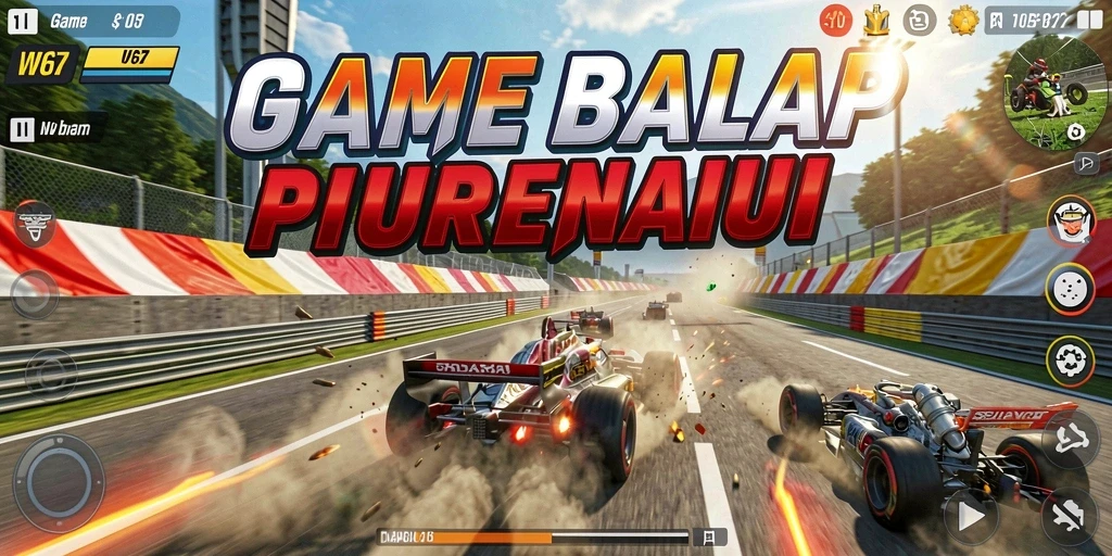 Gameplay W67 yang menegangkan dan mendebarkan di lintasan balap.